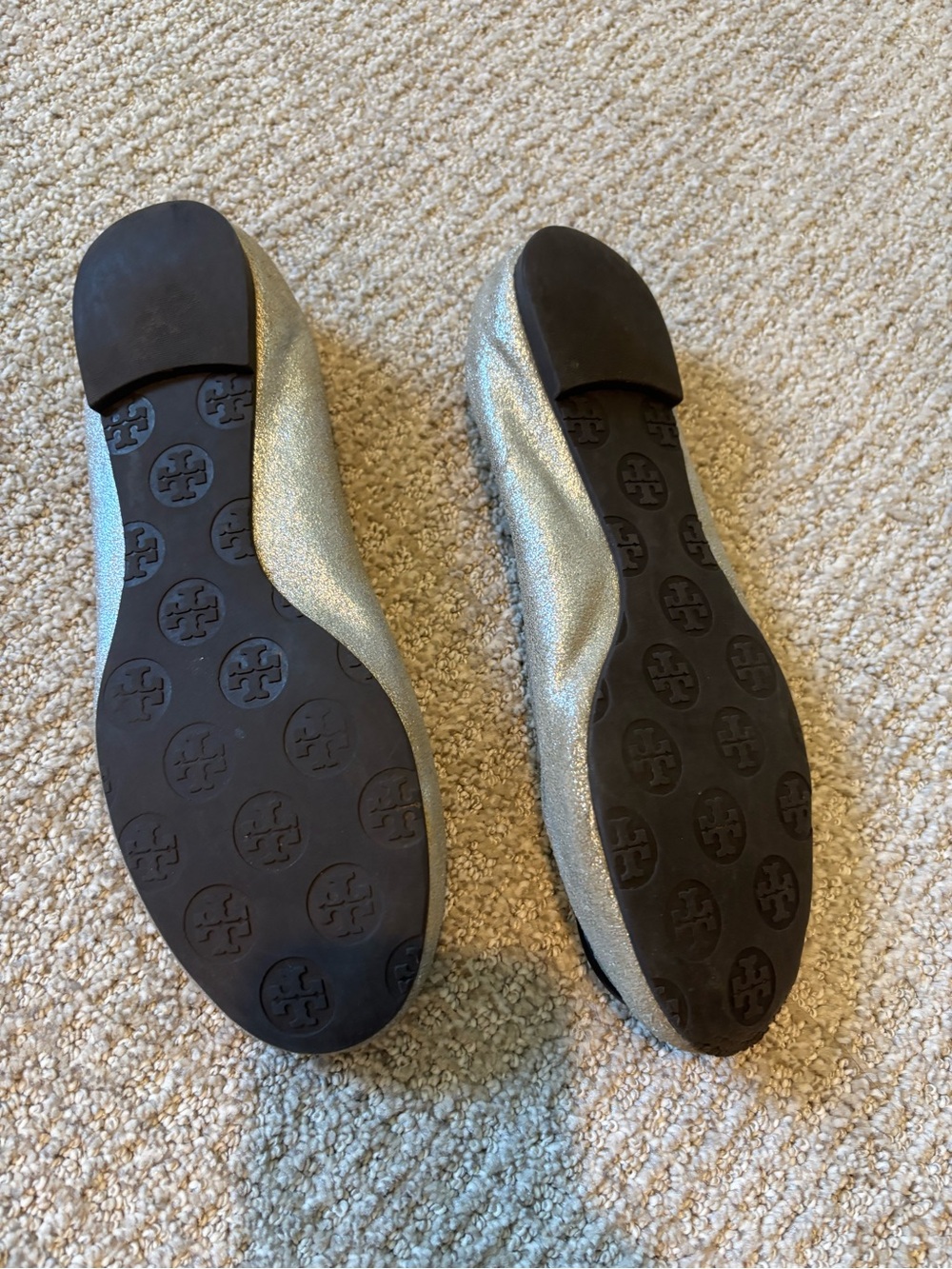 Tory Burch Silver Leather Ballet Flats - Picture 3 of 5